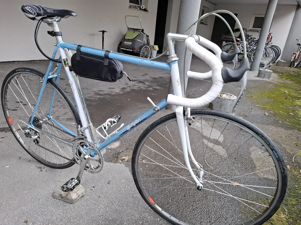 RENNRAD "Simplon" VINTAGE Topzustand blaumetallic-weiss