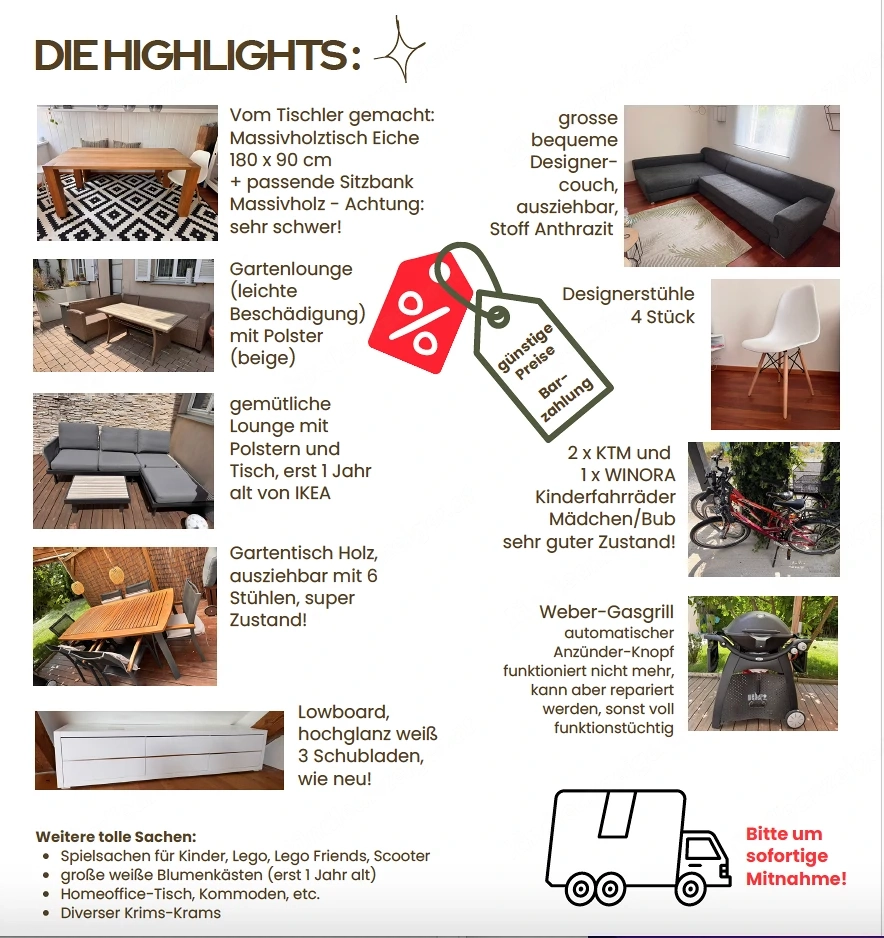 Hausflohmarkt in Hard wegen Umzug - am 11.7. viele tolle Schnäppchen! 