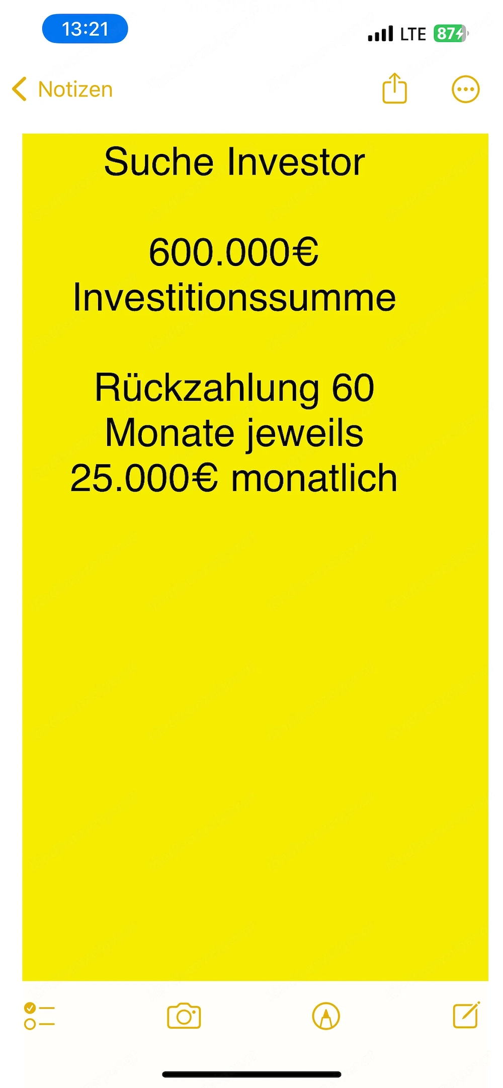 Suche Investor oder Kreditgeber 