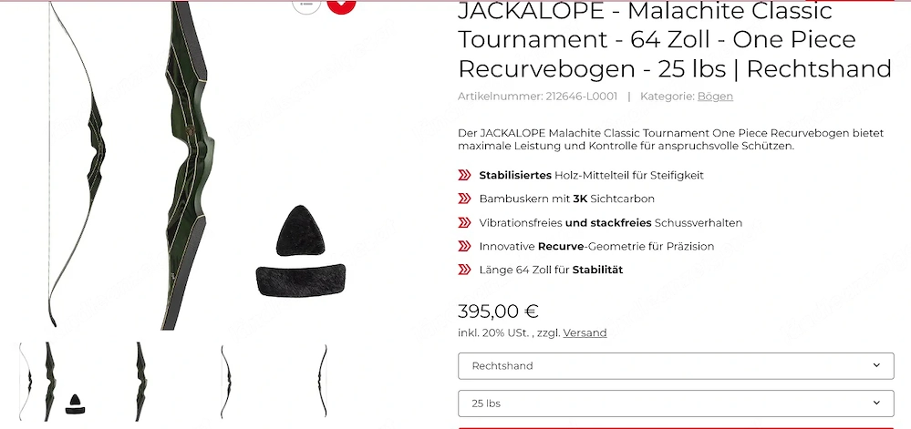 RecurveBogen mit 25 Lbs