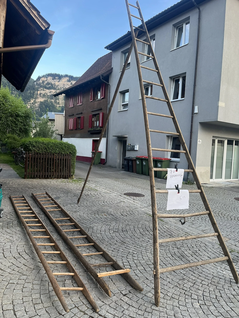 3 lange Holzleitern u. ein Häcksler günstig abzugeben