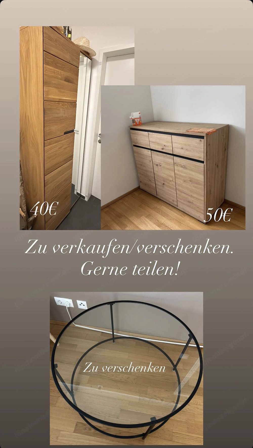 Zu verkaufen verschenken