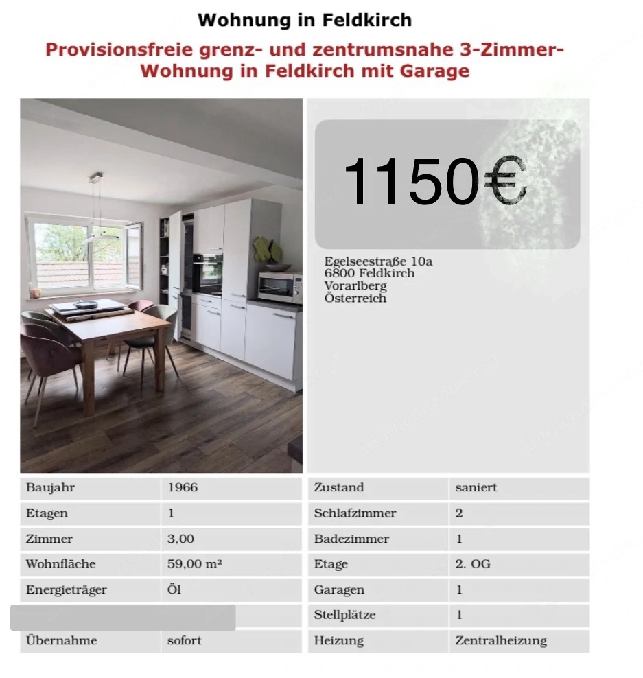 Vermietung in Feldkirch Tosters