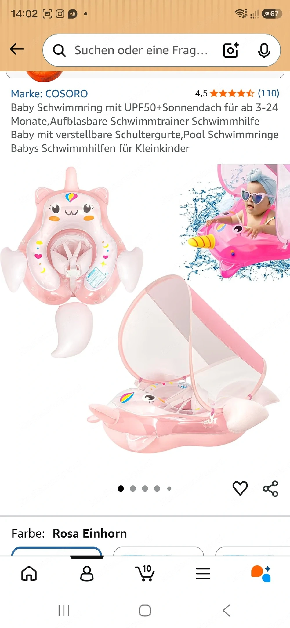Baby Schwimmring mit Sonnendach