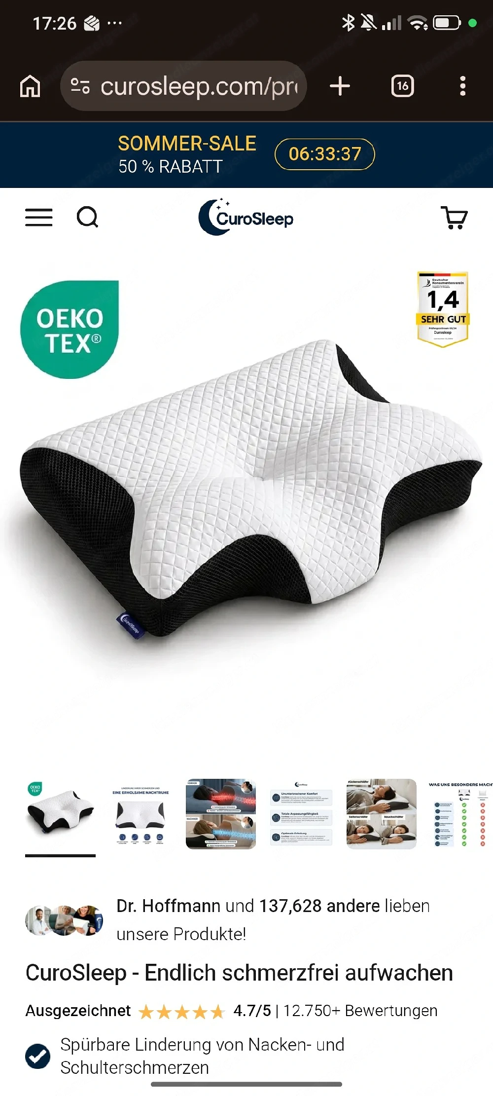 Ergonomisches Kissen + Überzug