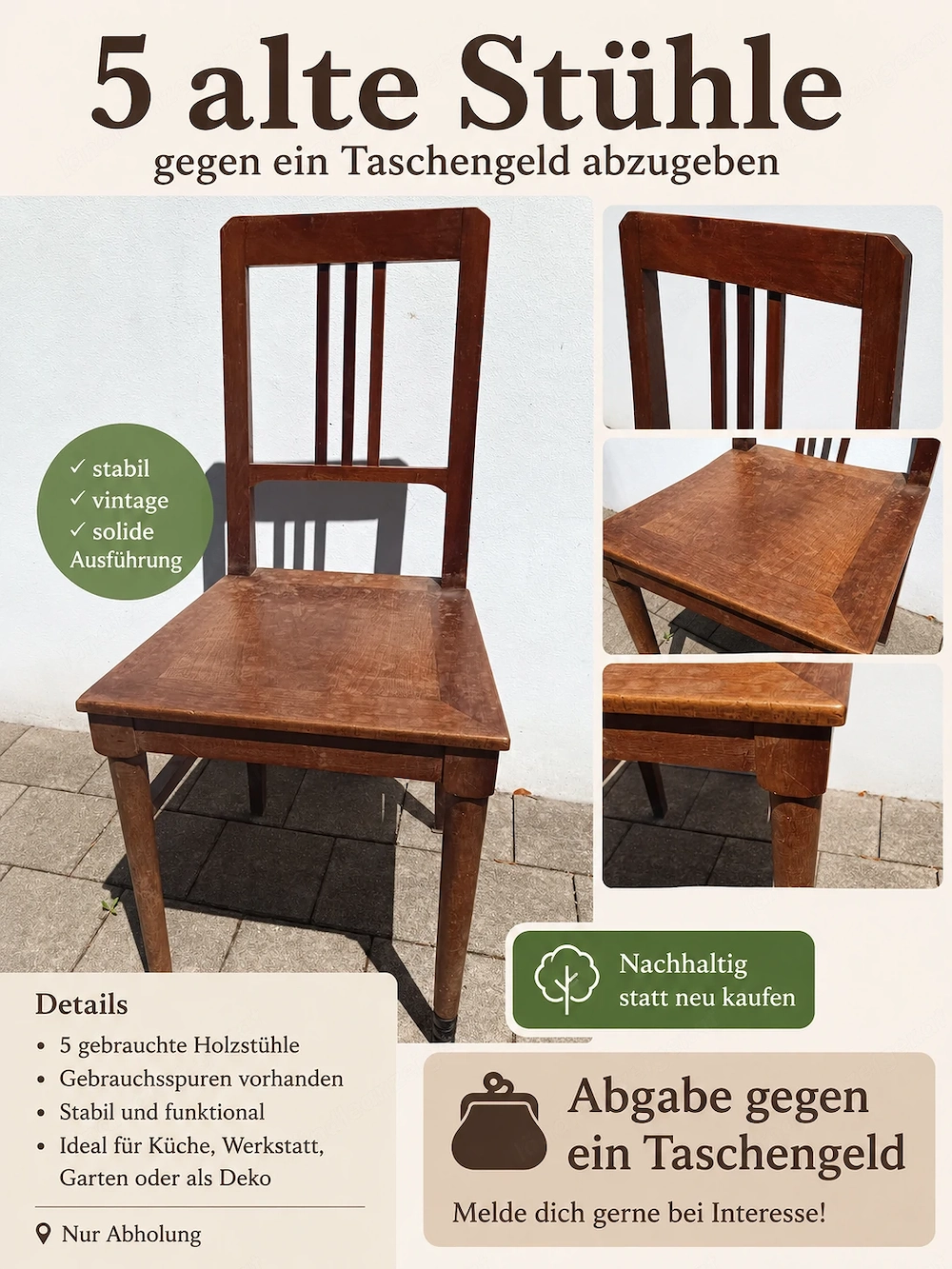 5 Holzstühle gebraucht