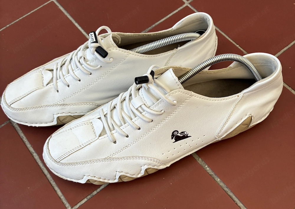 Barfuss-Schuh in weiß em Leder  Sneakler