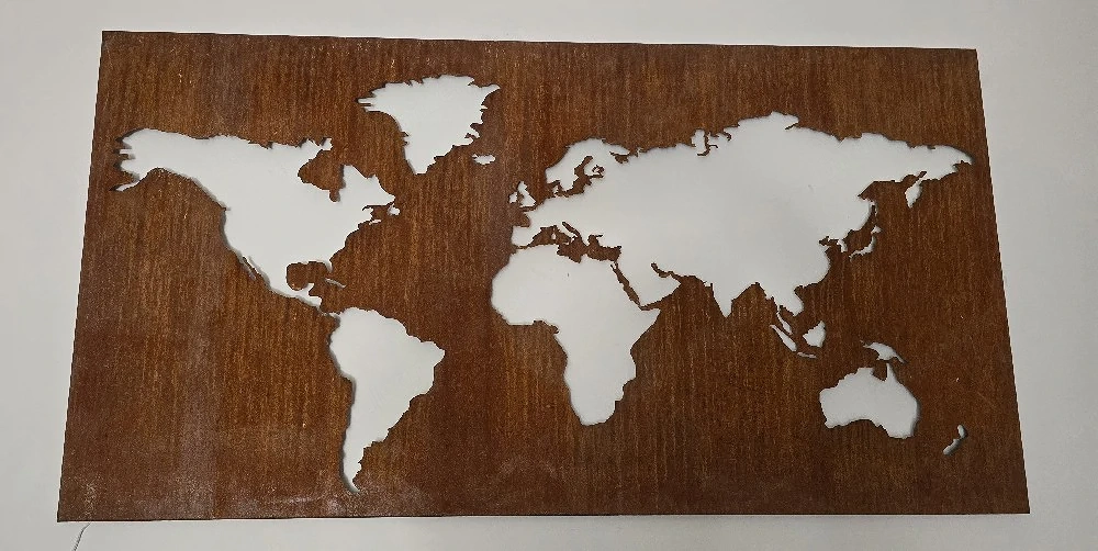 Weltkarte Wandbild mit LED Beleuchtung 