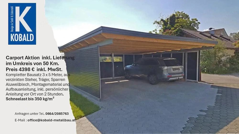 Aktion! Carport Selbstbausatz inkl. Lieferung im Umkreis von 50 km!