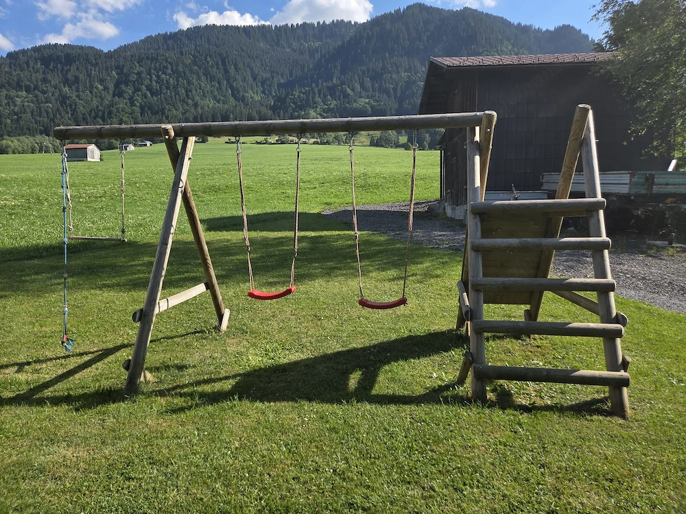 Doppelschaukel Holz mit Podest