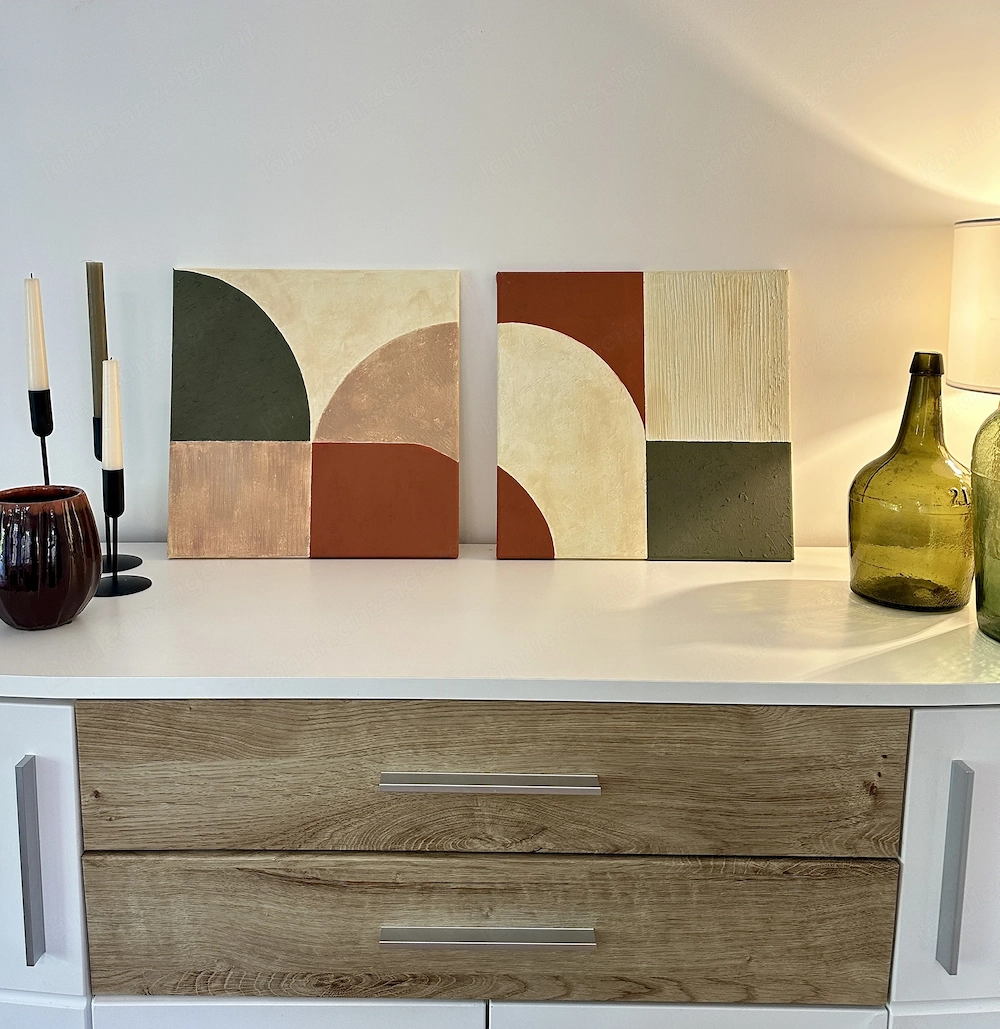 Handgemalte Acrylbilder | 2er Set | 40x40 cm | Modern Boho