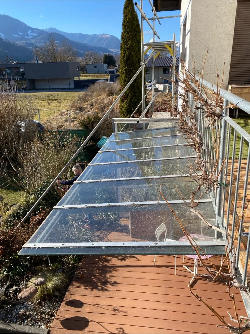 Glasdach mit Deckenmontage 3,88 m lang