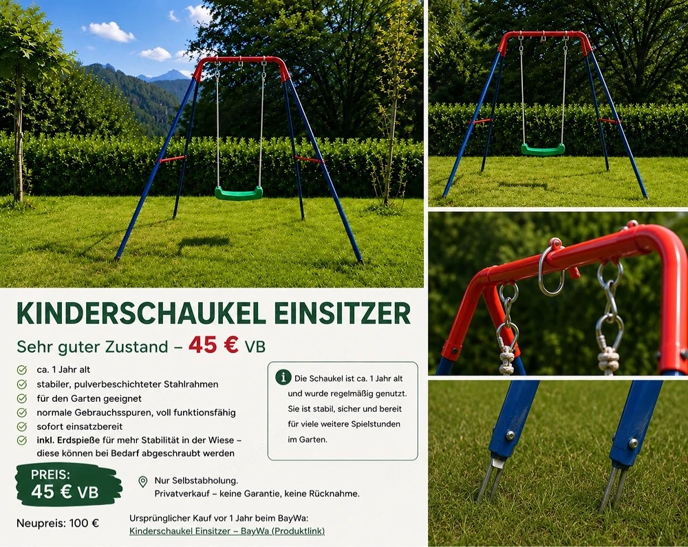    Kinderschaukel Einsitzer   sehr guter Zustand   45   VB