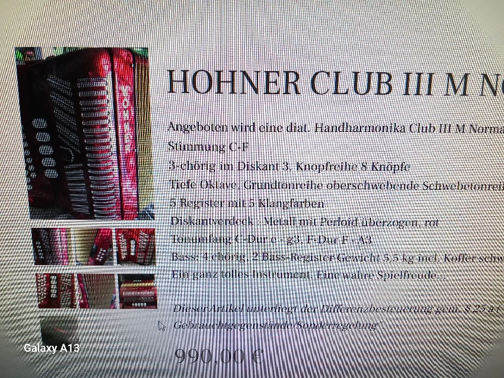 Hohner Club Akkordeon - Steirische Harmonika