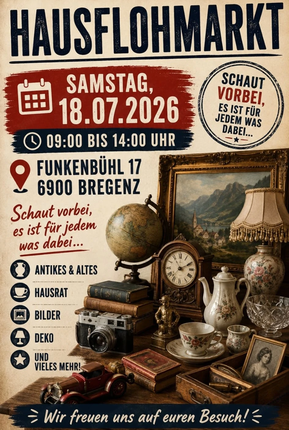 Hausflohmarkt Bregenz Funkenbühel 17 am Samstag 18. Juli 9-14 Uhr