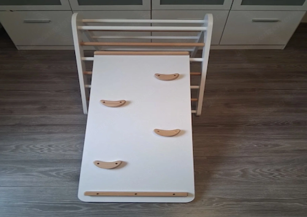 3-teiliges Kletterset aus Holz von Familienbett (Pikler-Dreieck, Kletterbogen & Rutschbrett)