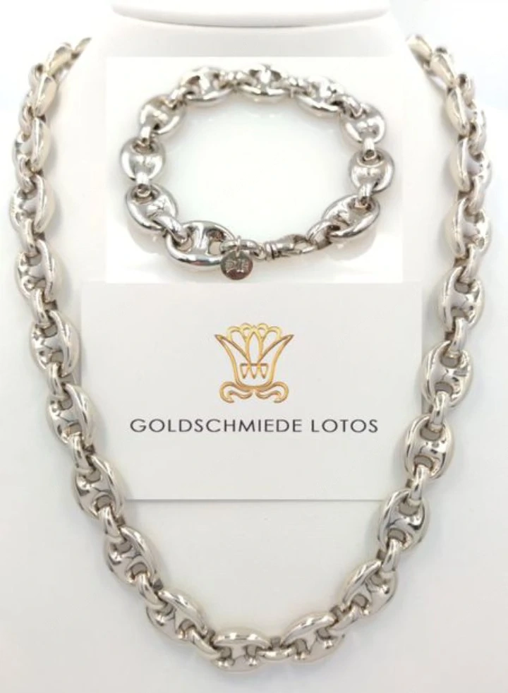 120g 585er 13mm Bohnen KETTE  40G Armband   Plattenkette