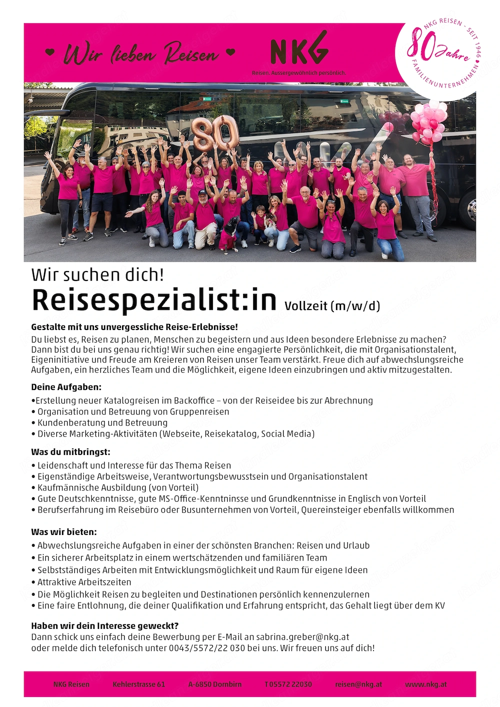 Reisespezialist:in (m,w,d) - Wir suchen Dich!