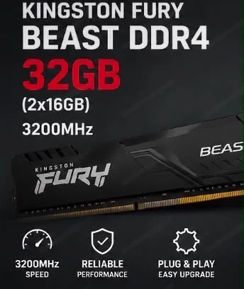 Kingston FURY Beast 32GB (2x16GB) DDR4-3200 CL16 Gaming RAM   Top Zustand