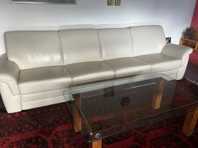 Vollledersofa weiss