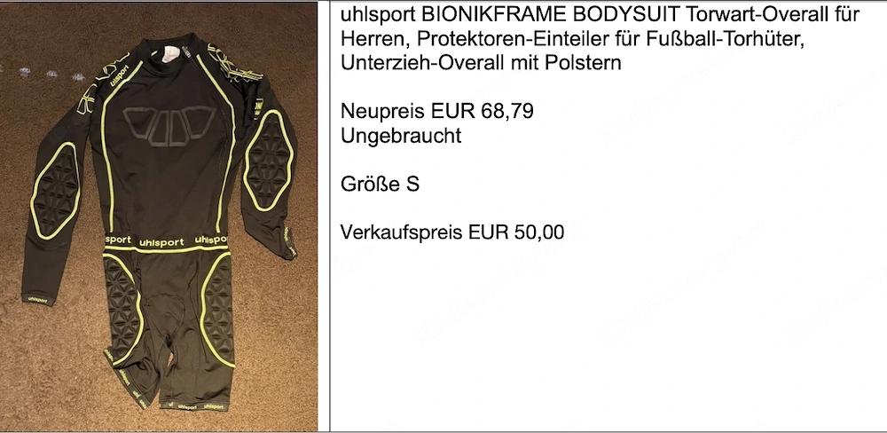 uhlsport BIONIKFRAME BODYSUIT Torwart-Overall