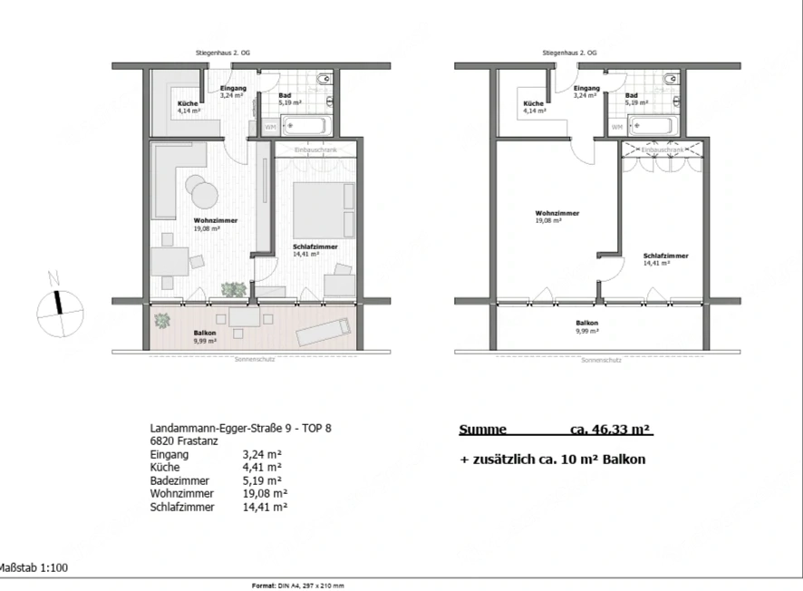 Helle, gemütliche 2- Zimmer Wohnung in Frastanz 