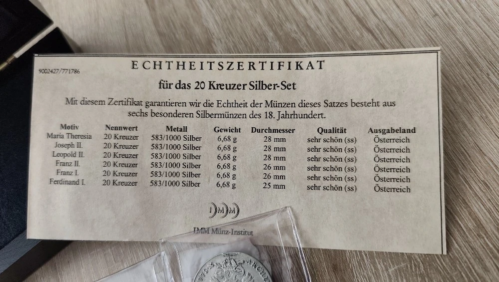 Kollektion 20 Kreuzer Habsburger Silber Münzen Set 