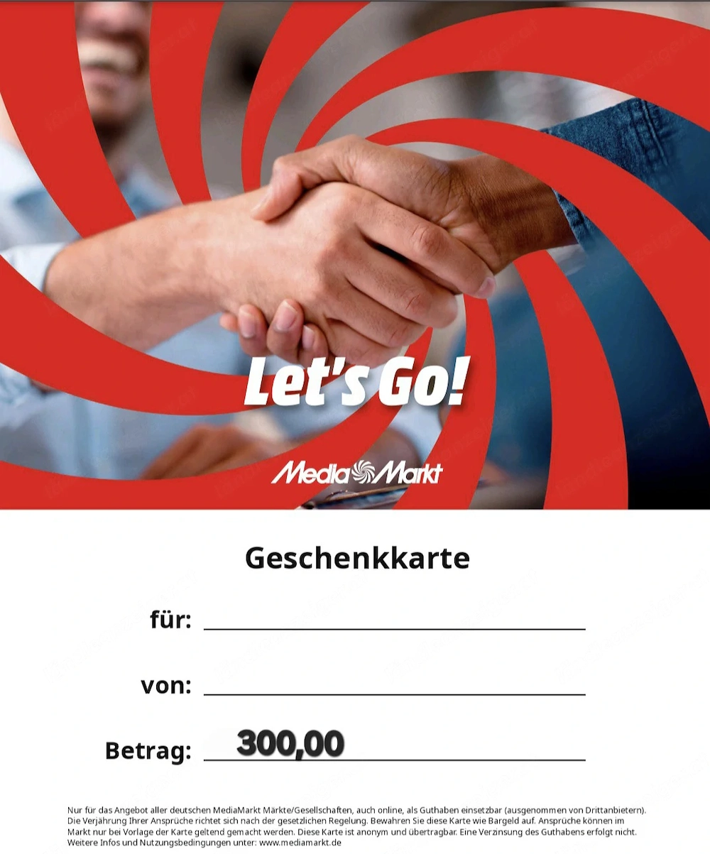 300 Euro Media Markt Gutschein für 250 Euro 