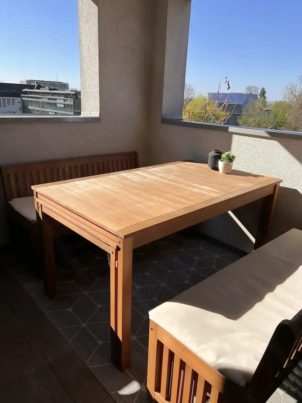 (reserviert) 10-teiliges Gartenset aus massivem Eukalyptusholz 