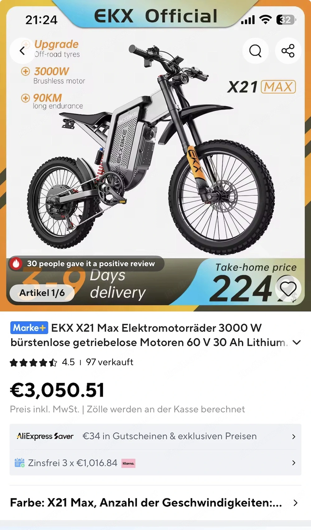 Off-road Fatbike EKX X21