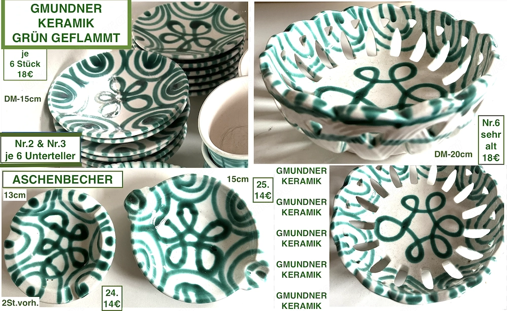 Original Gmundner Keramik grün geflammt 