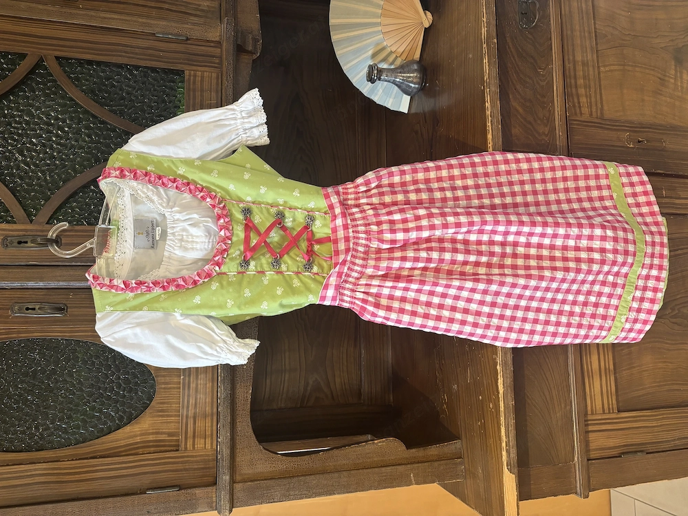 Grün-Pinkes Kinder Dirndl mit Bluse