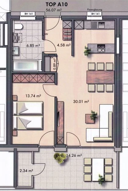 Vermiete 2 Zimmer Wohnung in Lustenau 