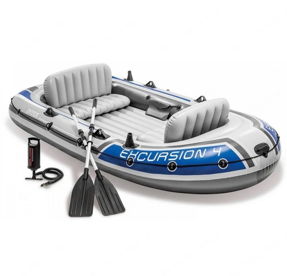 NEU: Intex Excursion 4 Schlauchboot-Set (Angelboot, Paddel, Pumpe)