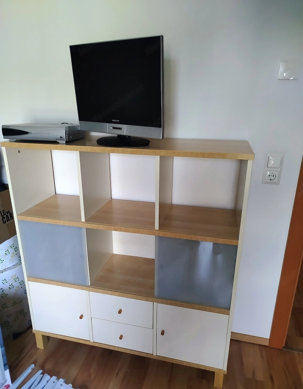 Regal Schrank weiß Ahorn 