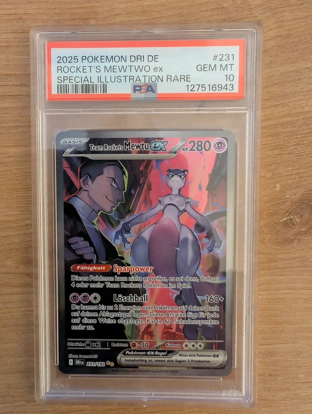 Team Rockets Mewtu aus ewige Rivalen auf Deutsch. PSA 10