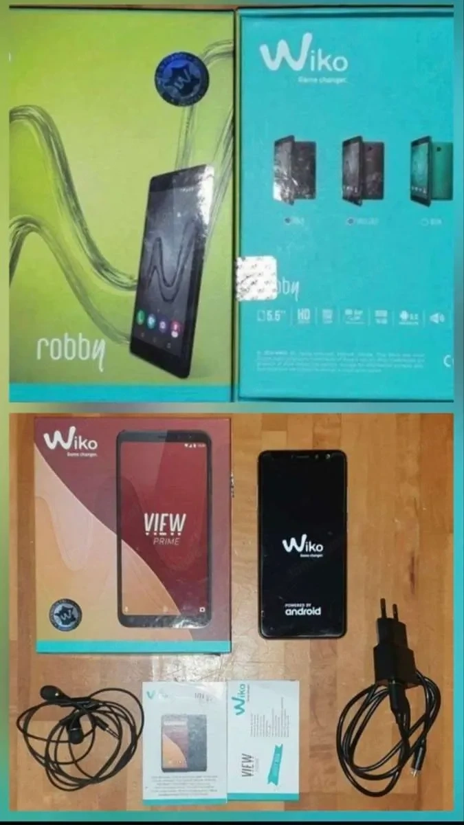 2 Smartphone Dual-Sim schwarz offen für alle Netze: 1x Wiko View Prime + 1x Wiko Robby NEUWARE