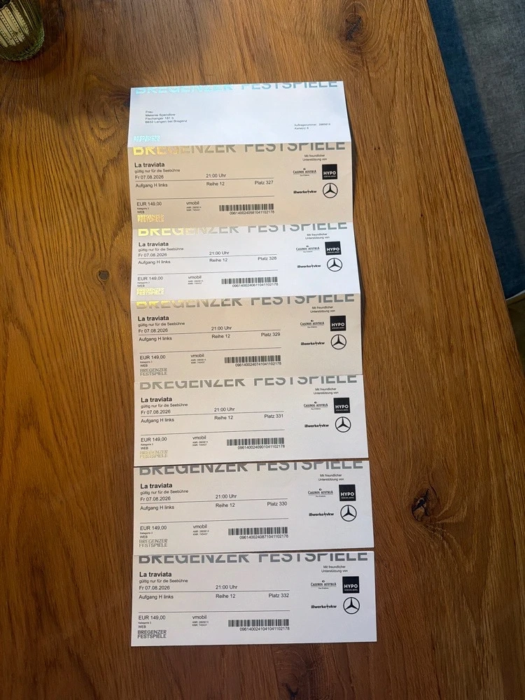 6 Tickets für  La Traviata  zu verkaufen
