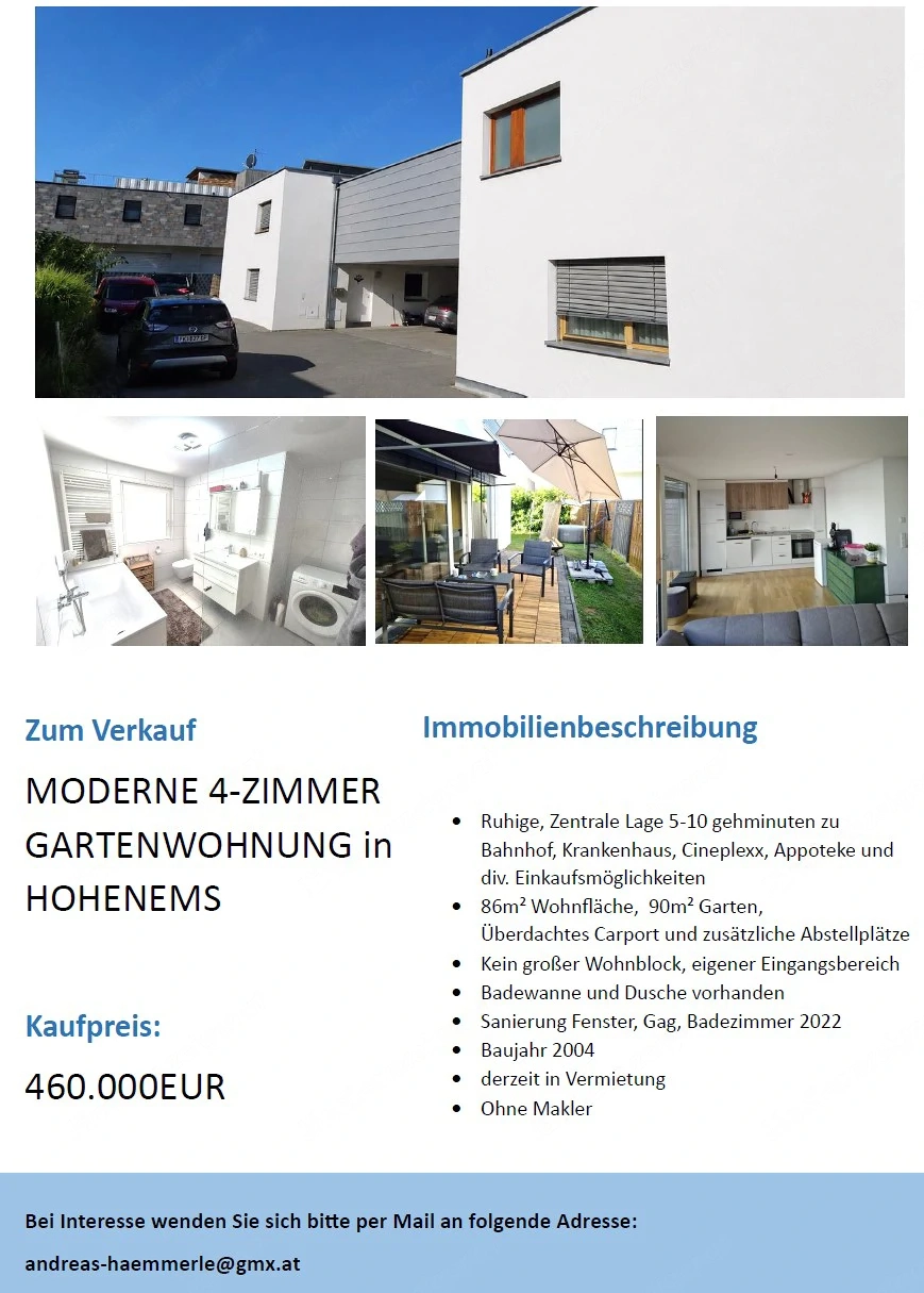 4 Zimmer Gartenwohnung zu Verkaufen