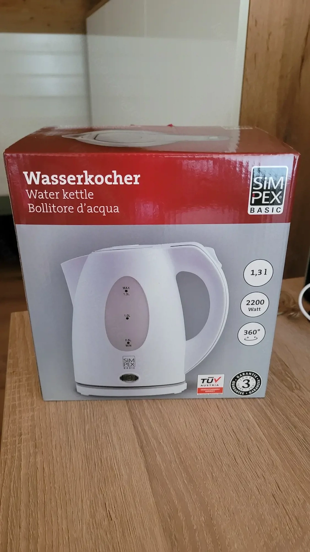 Wasserkocher Simpex 1,3L 2200Watt