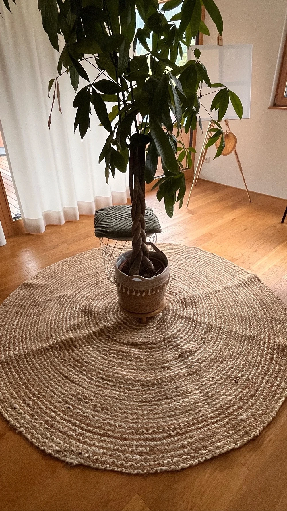 Boho Teppich Rund 100% Jute