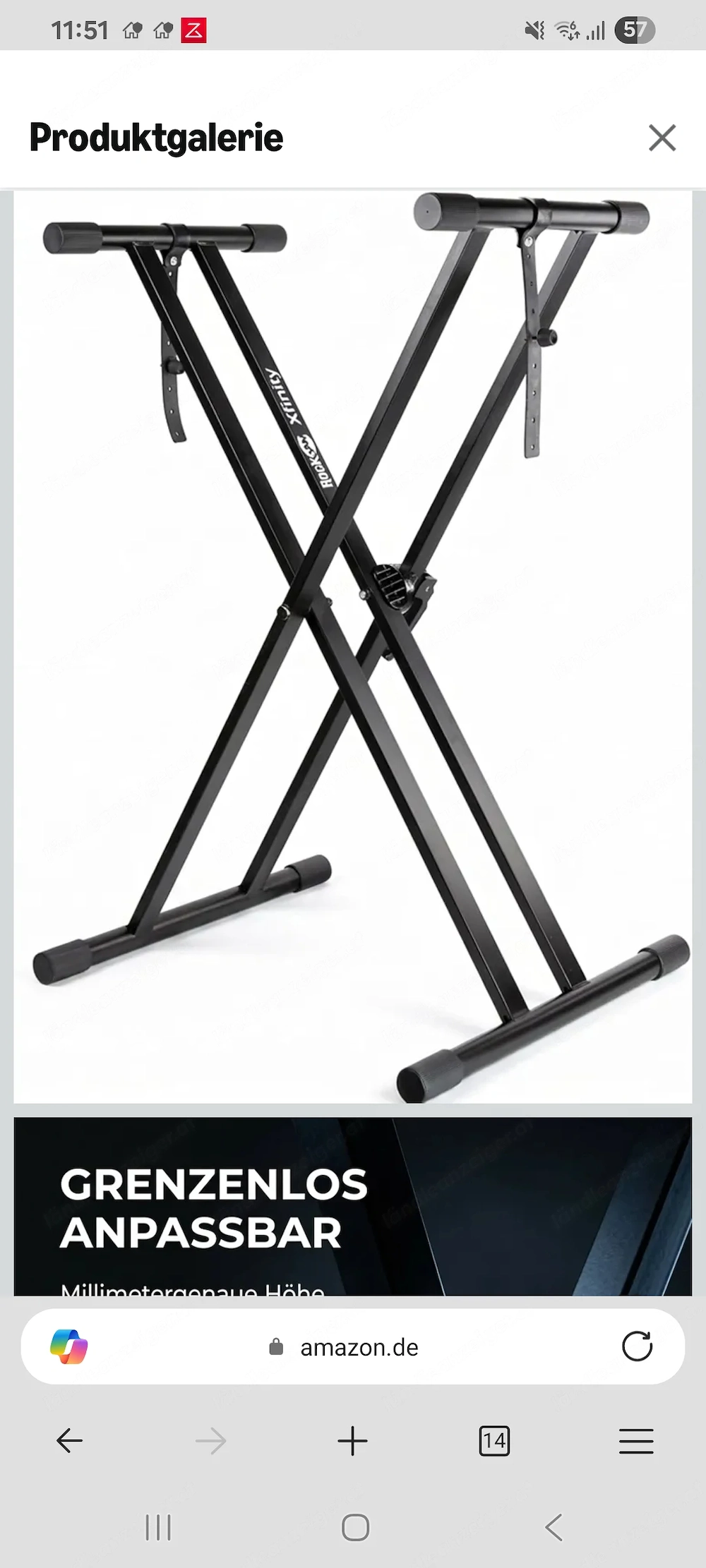 RockJam RJXX363 Keyboardständer Doppel-X, robust, bis 20 kg belastbar