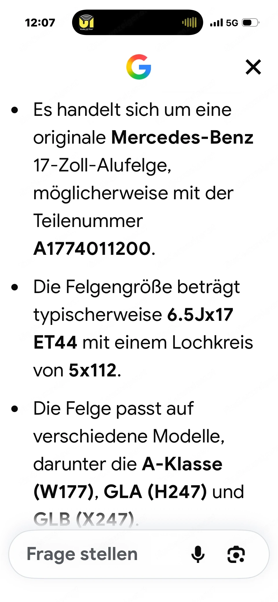 Mercedes Felgen 17 Zoll