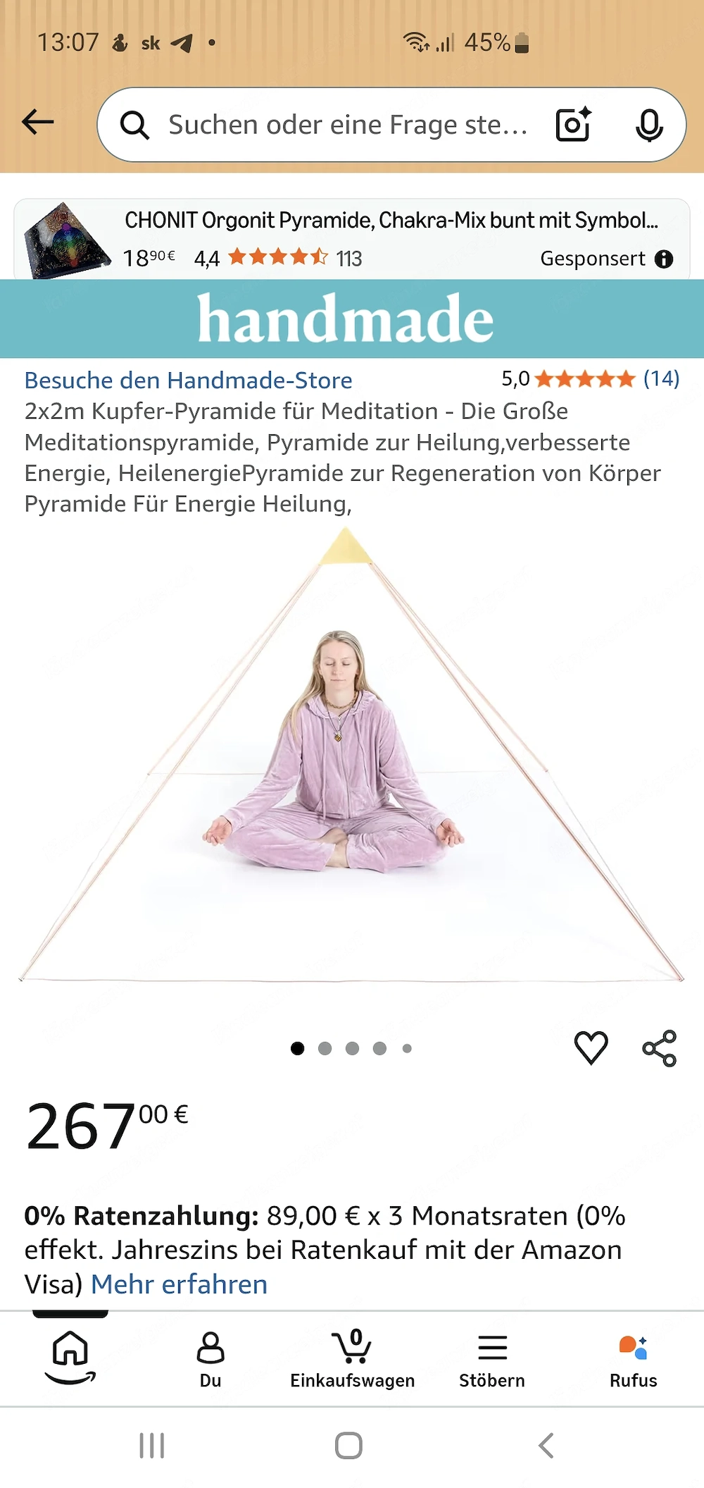 Pyramiden Zelt u Mediations Kupfer Pyramide so gut wie neu 