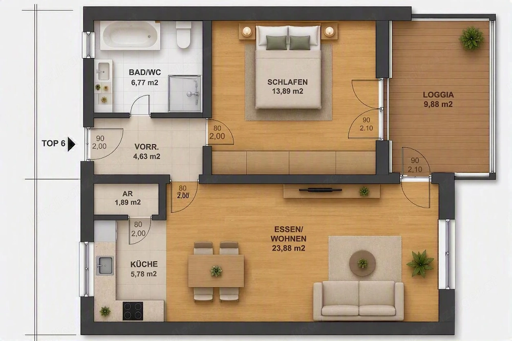 Helle 2-Zimmer-Wohnung in Nofels in Grenznähe zur Schweiz und Liechtenstein