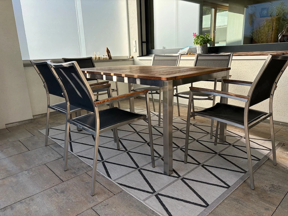 Garten- Terassenmöbel Teak Tisch + 6 Stühle