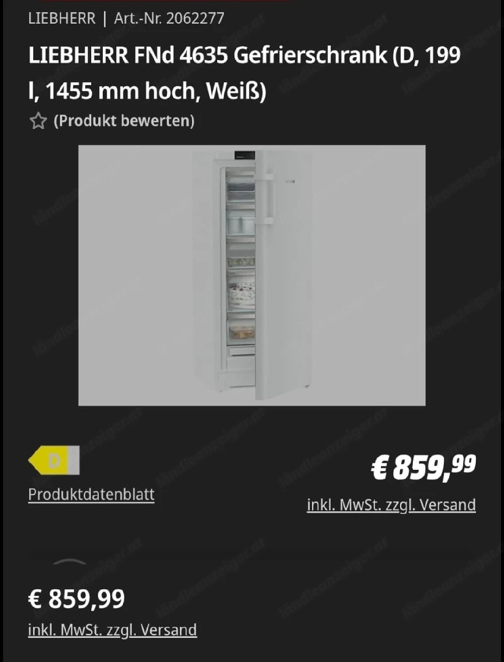Liebherr Gefrierschrank Neu mit Garantie