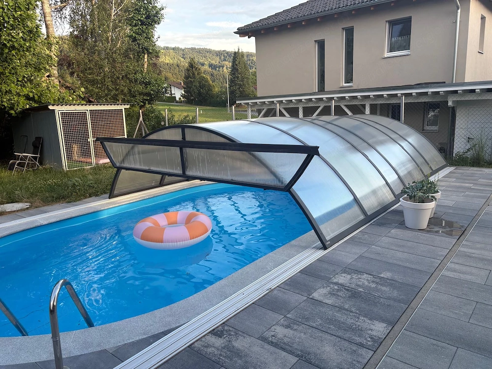 Premium Poolüberdachung POPP Cabrio Dom (6,80 x 4,50 x 1,35 m)   wie neu!