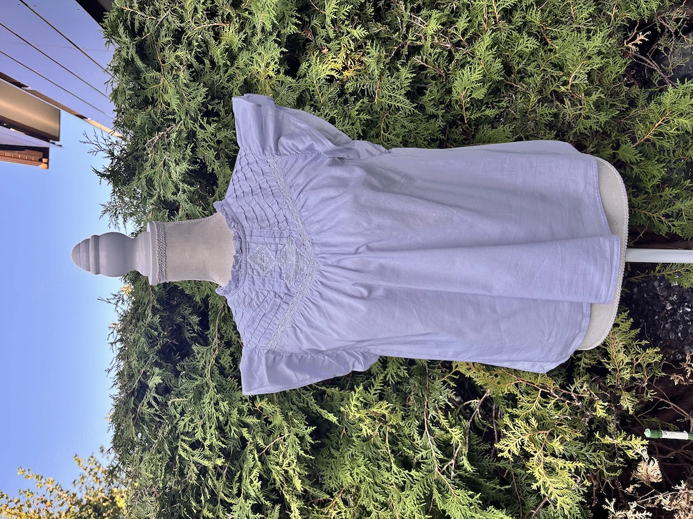Hellblaue Damen kurzarm Bluse