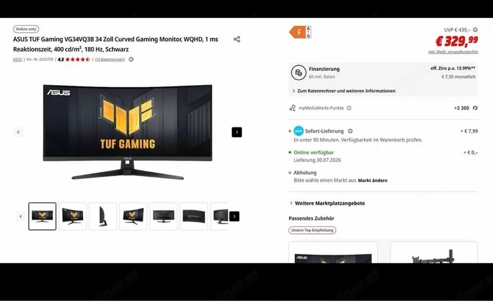 Gaming monitor 34 zoll